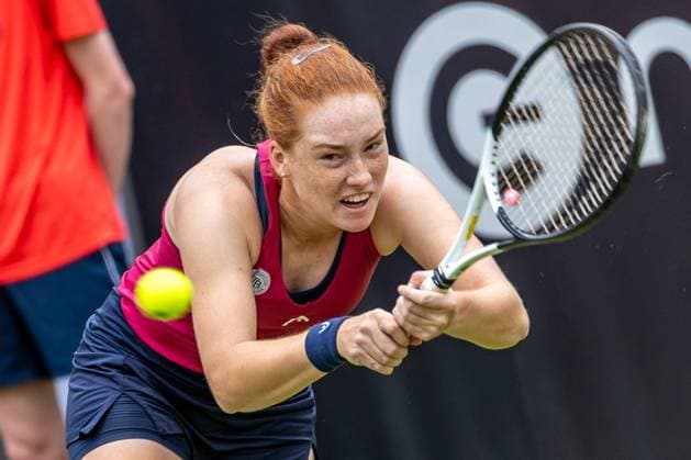 Berlin, 17 06 23, Tennis Grass Court Championships Berlin at Steffi Graf Stadium ladies, singles, qualifying round, Seidel Germany Siegemund Germany Ella Seidel Germany returns the ball to bett1open 2023 Grass Court Championships Berlin