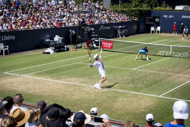 ROSMALEN - Wesley Koolhof (NED) and Neal Skupski (GBR) in action against Gonzalo Escobar (ECU) and Aleksandr Nedovyesov (KAZ) during the men s doubles final of the Libema Open tennis tournament in Rosmalen. AP SANDER KING xVIxANPxSportx xxANPxIVx 471824968 originalFilename: 471824968.jpg