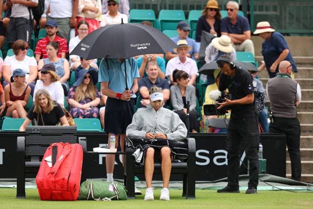 17th June 2023; Nottingham Tennis Centre, Nottingham, England: Rothesay Nottingham Open, Day 6; Katie Boulter during break in play due to rain , womens singles semi-final match  ActionPlus12520304 ShaunxBrooks