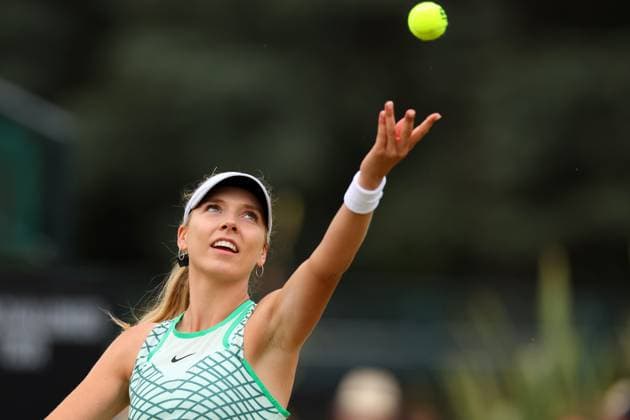 17th June 2023; Nottingham Tennis Centre, Nottingham, England: Rothesay Nottingham Open, Day 6; Katie Boulter serves to Heather Watson, womens singles semi-final match  ActionPlus12520306 ShaunxBrooks