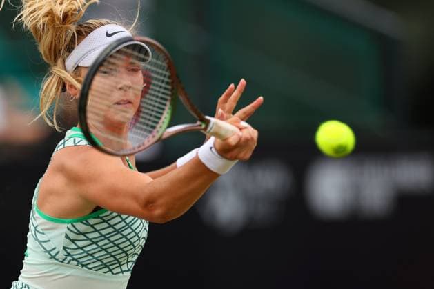 17th June 2023; Nottingham Tennis Centre, Nottingham, England: Rothesay Nottingham Open, Day 6; Katie Boulter hits a forehand volley to Heather Watson, womens singles semi-final match  ActionPlus12520310 ShaunxBrooks