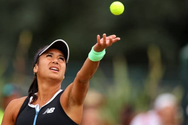 17th June 2023; Nottingham Tennis Centre, Nottingham, England: Rothesay Nottingham Open, Day 6; Heather Watson serves to Katie Boulter, womens singles semi-final match  ActionPlus12520311 ShaunxBrooks