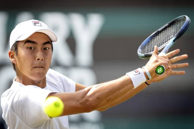 Sport Themen der Woche KW24 ROSMALEN - Rinky Hijikata (AUS) in action against Jordan Thompson (AUS) during the semifinals of the Libema Open tennis tournament in Rosmalen. AP SANDER KING xVIxANPxSportx xxANPxIVx 471832979 originalFilename: 471832979.jpg