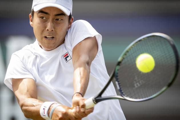 ROSMALEN - Rinky Hijikata (AUS) in action against Jordan Thompson (AUS) during the semifinals of the Libema Open tennis tournament in Rosmalen. AP SANDER KING xVIxANPxSportx xxANPxIVx 471832987 originalFilename: 471832987.jpg
