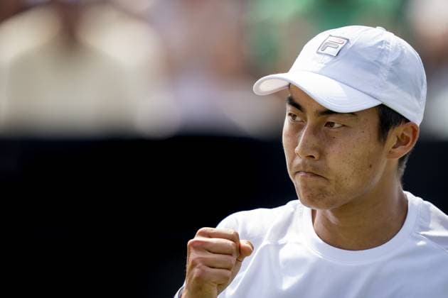ROSMALEN - Rinky Hijikata (AUS) in action against Jordan Thompson (AUS) during the semifinals of the Libema Open tennis tournament in Rosmalen. AP SANDER KING xVIxANPxSportx xxANPxIVx 471832995 originalFilename: 471832995.jpg