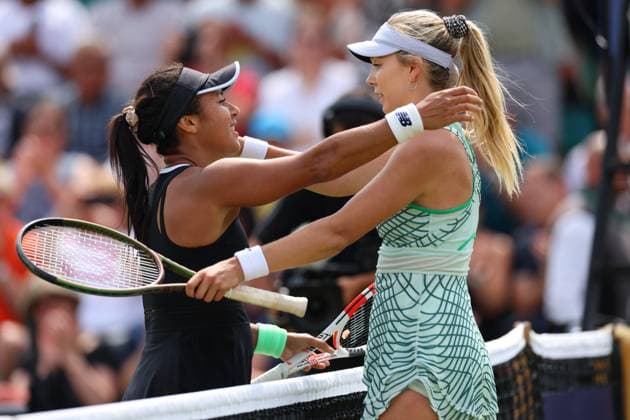 17th June 2023; Nottingham Tennis Centre, Nottingham, England: Rothesay Nottingham Open, Day 6; Heather Watson congratulates Katie Boulter on the 2 sets win 6-4 7-5 in a rain-affected semi-final  ActionPlus12520510 ShaunxBrooks