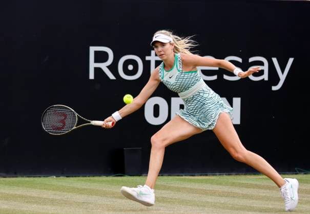Tennis - 2023 Rothesay Open - Women™s Singles - Semi-final - Heather Watson v Katie Boulter - Nottingham Tennis Centre - Saturday 17th June 2023 Katie Boulter (GBR) on her way to a straight sets victory in her semi-final match against Heather Watson (GBR), at the Rothesay Open today. 