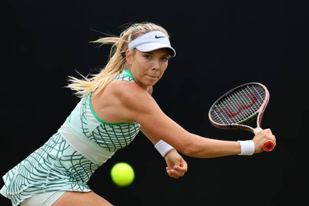 17th June 2023; Nottingham Tennis Centre, Nottingham, England: Rothesay Nottingham Open, Day 6; Katie Boulter returns serve from Heather Watson  ActionPlus12520526 ShaunxBrooks