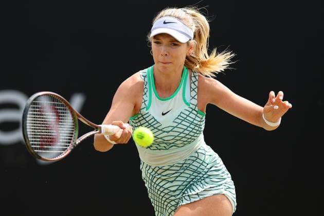 17th June 2023; Nottingham Tennis Centre, Nottingham, England: Rothesay Nottingham Open, Day 6; Katie Boulter performs a forehand shot to Heather Watson  ActionPlus12520516 ShaunxBrooks