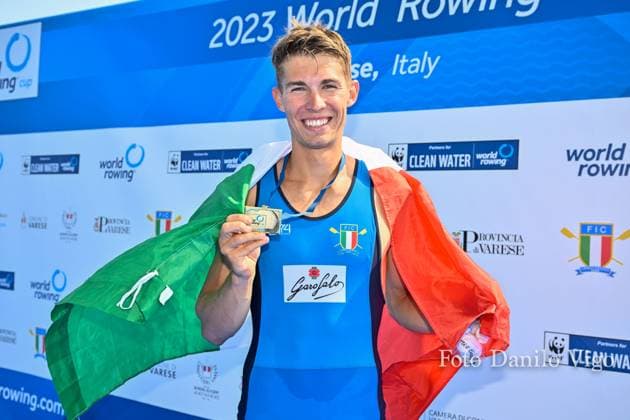 Lightweight Men s Single Sculls Final A: Niels Torre (ITA) gold medal during 2023 World Rowing Cup II, Canoying in Varese, Italy, June 16 2023  Copyright: xDaniloxVigo IPAxSportx xipa-agenx xx 0 IPA_IPA38693042