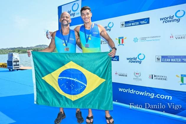 PR3 Men s Pair Final: Keizy Bonine - Gabriel Mendes De Souza (BRA) silver medal during 2023 World Rowing Cup II, Canoying in Varese, Italy, June 16 2023  Copyright: xDaniloxVigo IPAxSportx xipa-agenx xx 0 IPA_IPA38693066