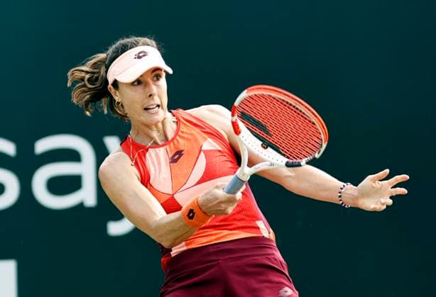 Tennis - 2023 Rothesay Open - Women™s Singles - Semi-final - Heather Watson v Katie Boulter - Nottingham Tennis Centre - Saturday 17th June 2023 Alize Cornet (FRA) on her way to a straight sets defeat in her semi-final match against Jodie Burrage (GBR), at the Rothesay Open today. 
