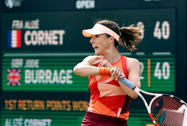Tennis - 2023 Rothesay Open - Women™s Singles - Semi-final - Heather Watson v Katie Boulter - Nottingham Tennis Centre - Saturday 17th June 2023 Alize Cornet (FRA) on her way to a straight sets defeat in her semi-final match against Jodie Burrage (GBR), at the Rothesay Open today. 