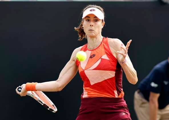 Tennis - 2023 Rothesay Open - Women™s Singles - Semi-final - Heather Watson v Katie Boulter - Nottingham Tennis Centre - Saturday 17th June 2023 Alize Cornet (FRA) on her way to a straight sets defeat in her semi-final match against Jodie Burrage (GBR), at the Rothesay Open today. 