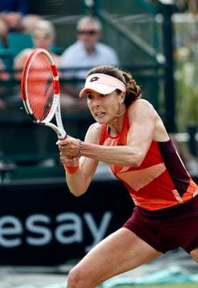 Tennis - 2023 Rothesay Open - Women™s Singles - Semi-final - Heather Watson v Katie Boulter - Nottingham Tennis Centre - Saturday 17th June 2023 Alize Cornet (FRA) on her way to a straight sets defeat in her semi-final match against Jodie Burrage (GBR), at the Rothesay Open today. 