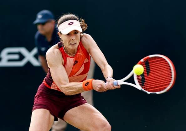 Tennis - 2023 Rothesay Open - Women™s Singles - Semi-final - Heather Watson v Katie Boulter - Nottingham Tennis Centre - Saturday 17th June 2023 Alize Cornet (FRA) on her way to a straight sets defeat in her semi-final match against Jodie Burrage (GBR), at the Rothesay Open today. 