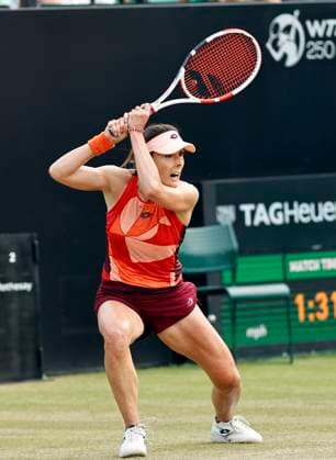 Tennis - 2023 Rothesay Open - Women™s Singles - Semi-final - Heather Watson v Katie Boulter - Nottingham Tennis Centre - Saturday 17th June 2023 Alize Cornet (FRA) on her way to a straight sets defeat in her semi-final match against Jodie Burrage (GBR), at the Rothesay Open today. 
