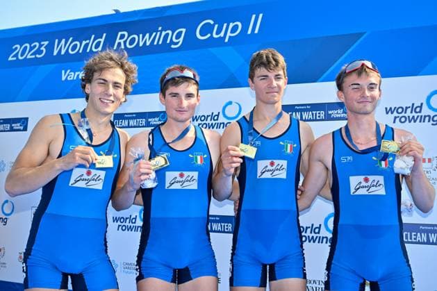 Lightweight Men s Quadruple Sculls Final: Nicolo Demiliani - Matteo Tonelli - Luca Borgonovo - Giovanni Borgonovo (ITA), gold medal during 2023 World Rowing Cup II, Canoying in Varese, Italy, June 16 2023  Copyright: xDaniloxVigo IPAxSportx xipa-agenx xx 0 IPA_IPA38693479