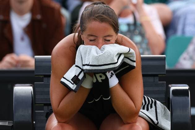 17th June 2023; Nottingham Tennis Centre, Nottingham, England: Rothesay Nottingham Open, Day 6; A dejected Jodie Burrage as Alize Cornet breaks her serve  ActionPlus12520634 ShaunxBrooks