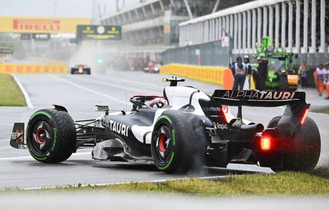 June 17, 2023, Montreal, PQ, Canada: AlphaTauri Yuki Tsunoda of Japan, spins out at the Senna corner during the third practice session at the Canadian Grand Prix in Montreal, Saturday, June 17, 2023. Yuki Tsunoda,  - ZUMAc35_ 20230617_zaf_c35_033 Copyright: xGrahamxHughesx