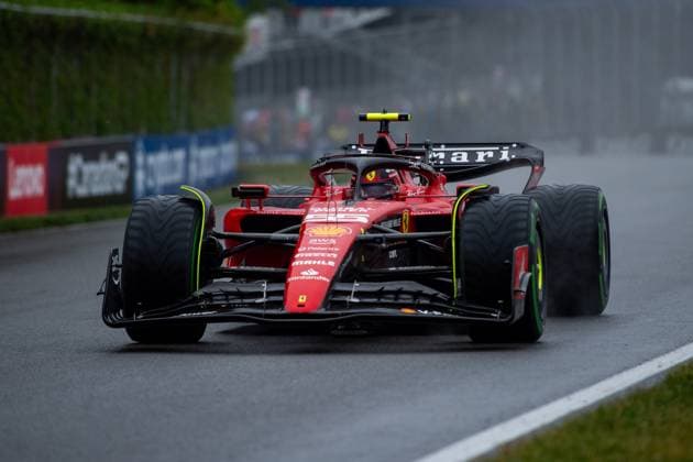 Carlos Sainz Junior ESP, Scuderia Ferrari, 55 in Ferrari SF 23 in the rain, CAN, Formula 1 World Championship, Canadian Grand Prix, Circuit de Gilles Villeneuve Montreal, Free Practice, 17 06 2023 CAN, Formula 1 World Championship, Canadian Grand Prix, Circuit de Gilles Villeneuve Montreal, Free Practice, 17 06 2023 Montreal Copyright: xEibner Memmlerx EP_MMR