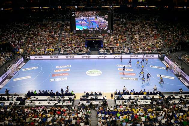 Feature, match scene at Lanxess Arena, overview, Handball Champions League Final Four, semi-final, Paris Saint Germain vs Barlinek Industria Kielce 24 25, on 17 06 2023 in Cologne Germany Â