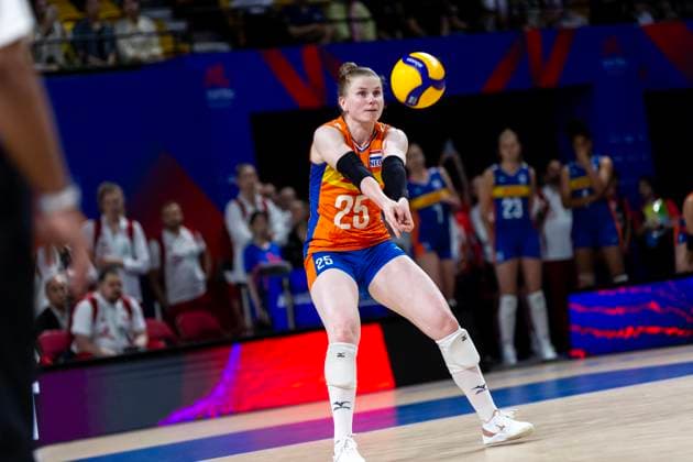 June 17, 2023, Hong Kong, Hong Kong: Florien Reesink ( 25) of Netherlands seen in action during the preliminary match of FIVB Volleyball Nations League Hong Kong 2023 between Netherlands and Italy at Hong Kong Coliseum. Final score; Netherlands 2:3 Italy. Hong Kong Hong Kong - ZUMAs197 20230617_zaa_s197_172 Copyright: xBenxLaux