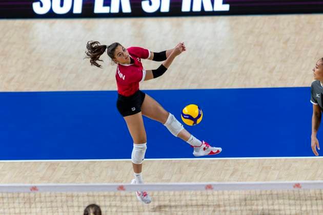 June 17, 2023, Hong Kong, Hong Kong: Julia Murmann ( 5) of Canada seen in action during the preliminary match of FIVB Volleyball Nations League Hong Kong 2023 between Dominican Republic and Canada at Hong Kong Coliseum. Final Score; Dominican Republic 3:2 Canada. Hong Kong Hong Kong - ZUMAs197 20230617_zaa_s197_176 Copyright: xBenxLaux