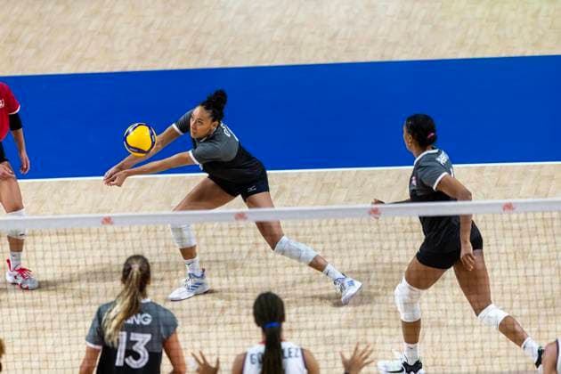 June 17, 2023, Hong Kong, Hong Kong: Alexa Gray ( 9) of Canada seen in action during the preliminary match of FIVB Volleyball Nations League Hong Kong 2023 between Dominican Republic and Canada at Hong Kong Coliseum. Final Score; Dominican Republic 3:2 Canada. Hong Kong Hong Kong - ZUMAs197 20230617_zaa_s197_179 Copyright: xBenxLaux