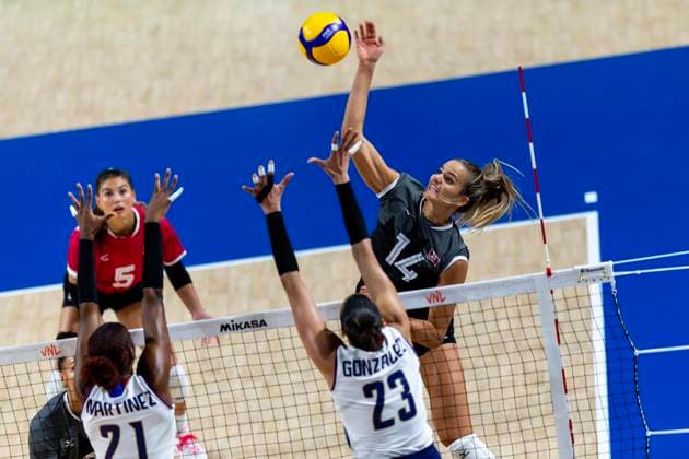 June 17, 2023, Hong Kong, Hong Kong: Hilary Howe ( 14) of Canada seen in action during the preliminary match of FIVB Volleyball Nations League Hong Kong 2023 between Dominican Republic and Canada at Hong Kong Coliseum. Final Score; Dominican Republic 3:2 Canada. Hong Kong Hong Kong - ZUMAs197 20230617_zaa_s197_181 Copyright: xBenxLaux