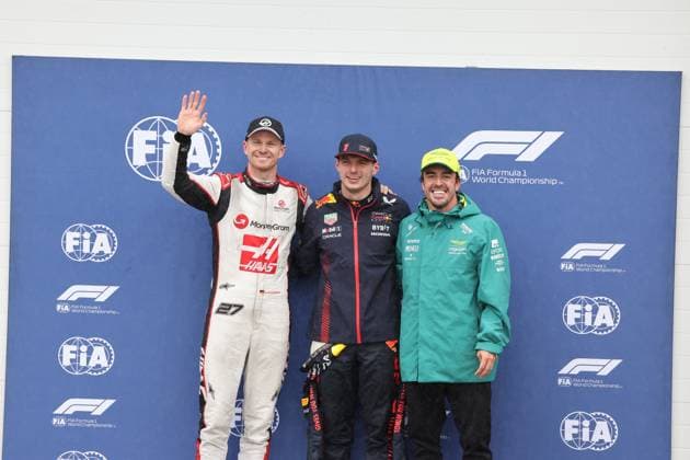FORMULA 1 AWS GRAND PRIX DU CANADA 2023 17 06 2023, Circuit Gilles Villeneuve, Montreal, FORMULA 1 AWS GRAND PRIX DU CANADA 2023 , in picture pole position for Max Verstappen NLD , Oracle Red Bull Racing, 2 starting position for Nico Hülkenberg DEU , Moneygram Haas F1 Team, 3 starting position for Fernando Alonso ESP , Aston Martin Aramco Cognizant Formula One Team nordphotoxGmbHx xBratic nph00250