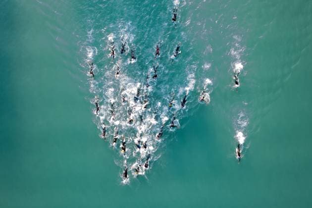 Bilder des Jahres 2023, Sport 06 Juni Sport Themen der Woche KW24 Sport Bilder des Tages 18.06.2023, Klagenfurt, AUT, Ironman Austria 2023, Start, im Bild Start Männer Elite Start men during the start of the Ironman Austria in Klagenfurt, Austria on 2023 06 18. Expa Klagenfurt *** 18 06 2023, Klagenfurt, AUT, Ironman Austria 2023, start, in picture start men elite start men during the start of the Ironman Austria in Klagenfurt, Austria on 2023 06 18 Expa Klagenfurt  EP_gro