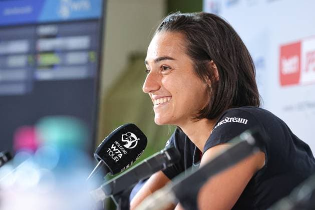 Press conference Carolina GARCIA, next to journalists and children from Kids Fan Fest of LTTC Rot Weiß, bett1open presented by ecotrans Group, Berlin, LTTC Rot Weiß Berlin, 18 06 2023, Copyright: xClaudioxGärtnerx