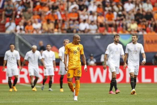 Fußball, Nations League, Spiel um Platz 3, Niederlande - Italien ENSCHEDE, 18-06-2023 , Stadium Grolsch Veste, Nations League 2022 2023 game for the 3rd and 4th place between Netherlands and Italy. Netherlands player Donyell Malen disappointed after 0-1 Netherlands - Italy  x21373829x Copyright: