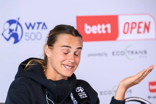 Aryna Sjarhejeuna Sabalenka, Belarusian tennis player, during a press conference, GER, Berlin, Tennis bett1open, WTA 500, season 2022 2023, 18 06 23, 2023, Steffi Graf Stadium, GER, Berlin, Tennis bett1open, WTA 500, season 2022 2023, 18 06 23, 2023, Steffi Graf Stadium, Photo Eibner Pressefoto Uwe Koch Berlin Copyright: xEibner-Pressefoto UwexKochx EP_UKH