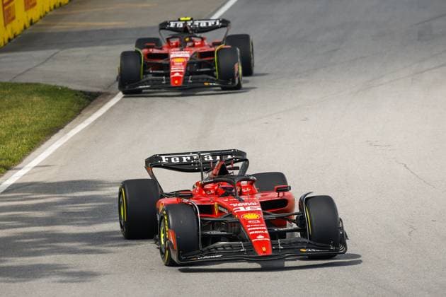16 LECLERC Charles (mco), Scuderia Ferrari SF-23, action during the Formula 1 Pirelli Grand Prix du Canada, 8th round of the 2023 Formula One World Championship, WM, Weltmeisterschaft from June 16 to 18, 2023 on the Circuit Gilles Villeneuve, in MontrÃ al, Canada - F1 - CANADIAN GRAND PRIX 2023 - RACE DPPI Panoramic  _R3_3199