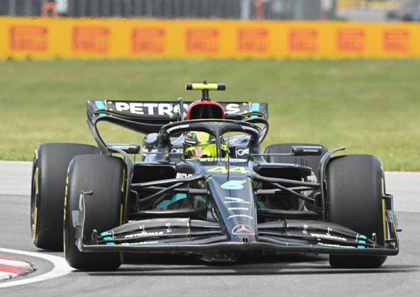 June 18, 2023, Montreal, PQ, Canada: Mercedes driver Lewis Hamilton of Great Britain, drives through the Senna corner during Formula One auto racing action at the Canadian Grand Prix in Montreal, Sunday, June 18, 2023. Lewis Hamilton,  - ZUMAc35_ 20230618_zaf_c35_040 Copyright: xGrahamxHughesx