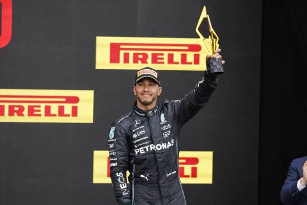 HAMILTON Lewis (gbr), Mercedes AMG F1 Team W14, portrait podium during the Formula 1 Pirelli Grand Prix du Canada, 8th round of the 2023 Formula One World Championship, WM, Weltmeisterschaft from June 16 to 18, 2023 on the Circuit Gilles Villeneuve, in MontrÃ al, Canada - F1 - CANADIAN GRAND PRIX 2023 - RACE DPPI Panoramic  00123021__R5_1400