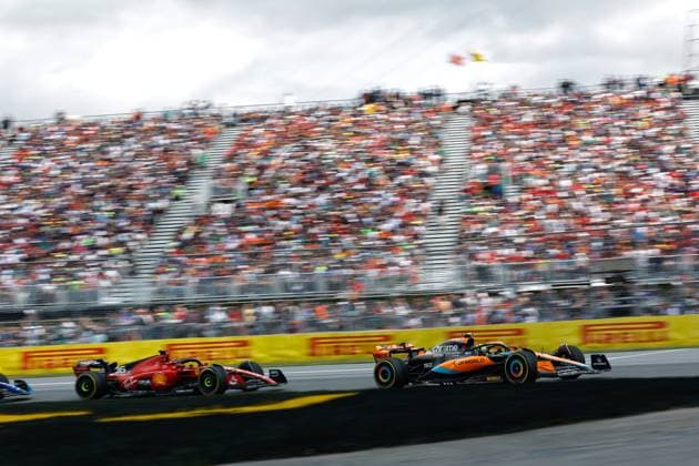4 Lando Norris GBR, McLaren F1 Team , 16 Charles Leclerc MCO, Scuderia Ferrari , F1 Grand Prix of Canada at Circuit Gilles Villeneuve on June 18, 2023 in Montreal, Canada Photo by HOCH ZWEI Montreal Canada