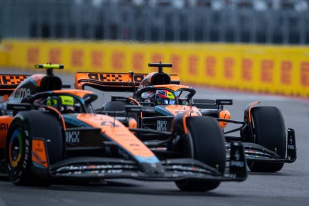 Oscar Piastri AUS, McLaren F1 Team, 81 is overtaken by Lando Norris UK, McLaren F1 Team, 04, CAN, Formula 1 World Championship, Canadian Grand Prix, Circuit de Gilles Villeneuve Montreal, Race, 18 06 2023 CAN, Formula 1 World Championship, Canadian Grand Prix, Circuit de Gilles Villeneuve Montreal, Race, 18 06 2023 Montreal Copyright: xEibner Memmlerx EP_MMR