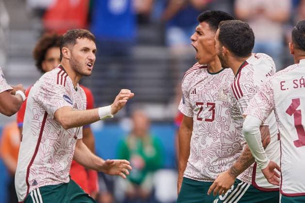 RECORD DATE NOT STATED CONCACAF NATIONS LEAGUE 2022-2023 Panama vs Mexico Third Place Jesus Gallardo celebrates his goal 0-1 of Mexico during the game Panama vs Mexico (Mexican national team, Nationalteam , corresponding to Third Place of Final Four of the CONCACAF Nations League 2022-2023, at Allegiant Stadium, on June 18, 2023. <br><br> Jesus Gallardo celebra su gol 0-1 de Mexico durante el partido Panama vs Mexico (Seleccion Mexicana), correspondiente por el Tercer Lugar de la Final Four de la Liga de Naciones CONCACAF 2022-2023, en el Allegiant Stadium, el 18 de junio de 2023. LAS VEGAS NEVADA ESTADOS UNIDOS  Copyright: xCristianxdexMarchenax 20230618171020_CNL_23_3RD_PAN_MEX_GALLRDO121