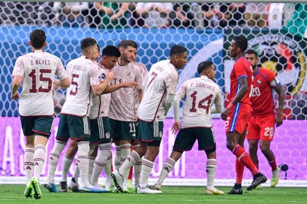 RECORD DATE NOT STATED CONCACAF NATIONS LEAGUE 2022-2023 Panama vs Mexico Third Place Jesus Gallardo celebrates his goal 0-1 of Mexico during the game Panama vs Mexico (Mexican national team, Nationalteam , corresponding to Third Place of Final Four of the CONCACAF Nations League 2022-2023, at Allegiant Stadium, on June 18, 2023. <br><br> Jesus Gallardo celebra su gol 0-1 de Mexico durante el partido Panama vs Mexico (Seleccion Mexicana), correspondiente por el Tercer Lugar de la Final Four de la Liga de Naciones CONCACAF 2022-2023, en el Allegiant Stadium, el 18 de junio de 2023. LAS VEGAS NEVADA ESTADOS UNIDOS  Copyright: xJorgexMartinezx 20230618171126_CNL_23_3RD_PAN_MEX_GALLARDO125