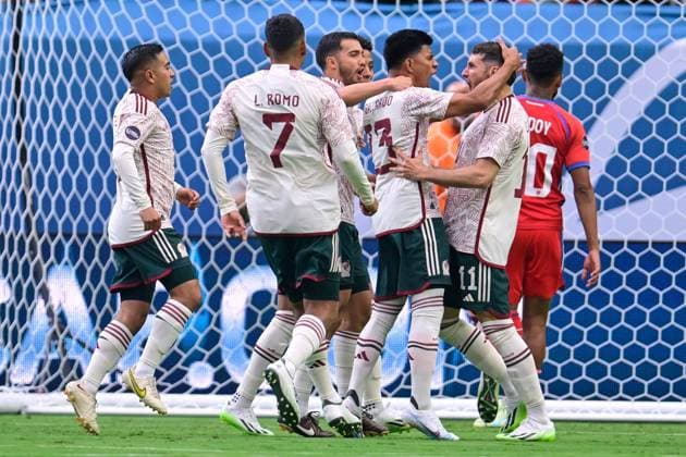 RECORD DATE NOT STATED CONCACAF NATIONS LEAGUE 2022-2023 Panama vs Mexico Third Place Jesus Gallardo celebrates his goal 0-1 of Mexico during the game Panama vs Mexico (Mexican national team, Nationalteam , corresponding to Third Place of Final Four of the CONCACAF Nations League 2022-2023, at Allegiant Stadium, on June 18, 2023. <br><br> Jesus Gallardo celebra su gol 0-1 de Mexico durante el partido Panama vs Mexico (Seleccion Mexicana), correspondiente por el Tercer Lugar de la Final Four de la Liga de Naciones CONCACAF 2022-2023, en el Allegiant Stadium, el 18 de junio de 2023. LAS VEGAS NEVADA ESTADOS UNIDOS  Copyright: xJorgexMartinezx 20230618171326_CNL_23_3RD_PAN_MEX_GALLARDO135