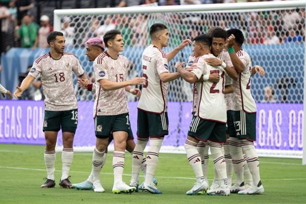RECORD DATE NOT STATED CONCACAF NATIONS LEAGUE 2022-2023 Panama vs Mexico Third Place Jesus Gallardo celebrates his goal 0-1 of Mexico during the game Panama vs Mexico (Mexican national team, Nationalteam , corresponding to Third Place of Final Four of the CONCACAF Nations League 2022-2023, at Allegiant Stadium, on June 18, 2023. <br><br> Jesus Gallardo celebra su gol 0-1 de Mexico durante el partido Panama vs Mexico (Seleccion Mexicana), correspondiente por el Tercer Lugar de la Final Four de la Liga de Naciones CONCACAF 2022-2023, en el Allegiant Stadium, el 18 de junio de 2023. LAS VEGAS NEVADA ESTADOS UNIDOS  Copyright: xDavidxLeahx 20230618171638_CNL_23_3RD_PAN_MEX_GALLARDO138