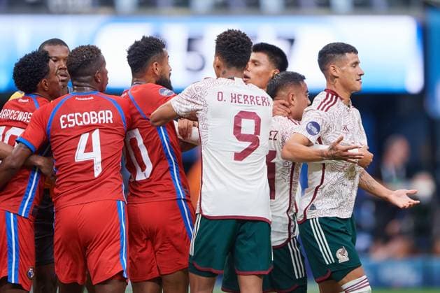 RECORD DATE NOT STATED CONCACAF NATIONS LEAGUE 2022-2023 Panama vs Mexico Third Place (L-R), Anibal Godoy of Panama and Jonathan Herrera of Mexico during the game Panama vs Mexico (Mexican national team, Nationalteam , corresponding to Third Place of Final Four of the CONCACAF Nations League 2022-2023, at Allegiant Stadium, on June 18, 2023. <br><br> (I-D), Anibal Godoy de Panama y Jonathan Herrera de Mexico durante el partido Panama vs Mexico (Seleccion Mexicana), correspondiente por el Tercer Lugar de la Final Four de la Liga de Naciones CONCACAF 2022-2023, en el Allegiant Stadium, el 18 de junio de 2023. LAS VEGAS NEVADA ESTADOS UNIDOS Copyright: xCristianxdexMarchenax 20230618173631_CNL_23_3RD_PAN_MEX_HERRERA220