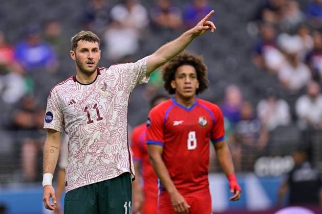 RECORD DATE NOT STATED CONCACAF NATIONS LEAGUE 2022-2023 Panama vs Mexico Third Place Santiago Gimenez of Mexico during the game Panama vs Mexico (Mexican national team, Nationalteam , corresponding to Third Place of Final Four of the CONCACAF Nations League 2022-2023, at Allegiant Stadium, on June 18, 2023. <br><br> Santiago Gimenez de Mexico durante el partido Panama vs Mexico (Seleccion Mexicana), correspondiente por el Tercer Lugar de la Final Four de la Liga de Naciones CONCACAF 2022-2023, en el Allegiant Stadium, el 18 de junio de 2023. LAS VEGAS NEVADA ESTADOS UNIDOS  Copyright: xJorgexMartinezx 20230618183541_CNL_23_3RD_PAN_MEX_GIMENEZ344