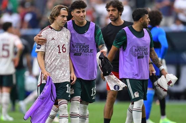 RECORD DATE NOT STATED CONCACAF NATIONS LEAGUE 2022-2023 Panama vs Mexico Third Place Francisco Sebastian Cordova and Jorge Sanchez of Mexico during the game Panama vs Mexico (Mexican national team, Nationalteam , corresponding to Third Place of Final Four of the CONCACAF Nations League 2022-2023, at Allegiant Stadium, on June 18, 2023. <br><br> Francisco Sebastian Cordova y Jorge Sanchez de Mexico durante el partido Panama vs Mexico (Seleccion Mexicana), correspondiente por el Tercer Lugar de la Final Four de la Liga de Naciones CONCACAF 2022-2023, en el Allegiant Stadium, el 18 de junio de 2023. LAS VEGAS NEVADA ESTADOS UNIDOS  Copyright: xAdrianxMaciasx 20230618193412_CNL_23_3RD_PAN_MEX_CORDOVA434