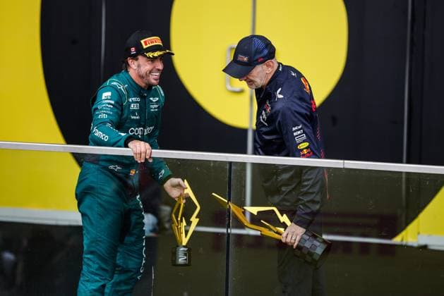 14 Fernando Alonso ESP, Aston Martin Aramco Cognizant F1 Team , Adrian Newey GBR, Oracle Red Bull Racing , F1 Grand Prix of Canada at Circuit Gilles Villeneuve on June 18, 2023 in Montreal, Canada Photo by HOCH ZWEI Montreal Canada