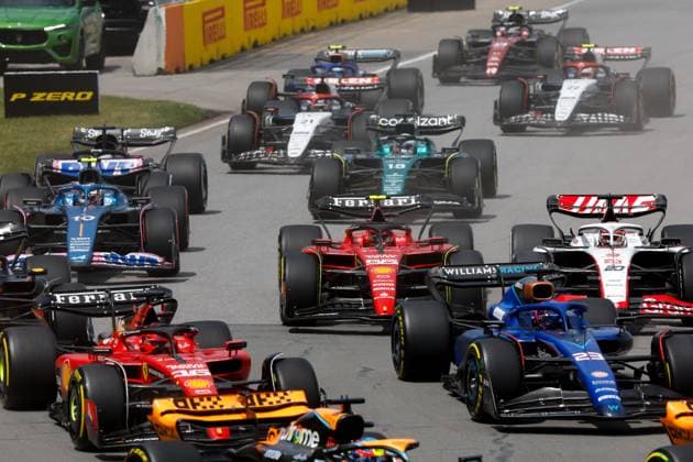 Start, 16 Charles Leclerc MCO, Scuderia Ferrari , 23 Alexander Albon THA, Williams Racing , F1 Grand Prix of Canada at Circuit Gilles Villeneuve on June 18, 2023 in Montreal, Canada Photo by HOCH ZWEI Montreal Canada