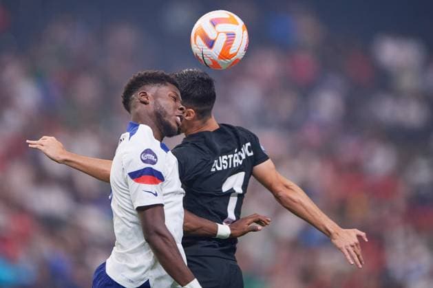 RECORD DATE NOT STATED CONCACAF NATIONS LEAGUE 2022-2023 Canada vs United States Final (L-R), Yunus Musah of USA and Stephen Eustaquio of Canada during the game Canada vs United States (USA), corresponding to Great Final Four of the CONCACAF Nations League 2022-2023, at Allegiant Stadium, on June 18, 2023. <br><br> (I-D), yunus Musah de USA y Stephen Eustaquio de Canada durante el partido Canada vs Estados Unidos (EUA), correspondiente a la Gran Final del Final Four de la Liga de Naciones CONCACAF 2022-2023, en el Allegiant Stadium, el 18 de junio de 2023. LAS VEGAS NEVADA ESTADOS UNIDOS  Copyright: xCristianxdexMarchenax 20230618202034_CNL_23_F_CAN_USA_MUSAH99